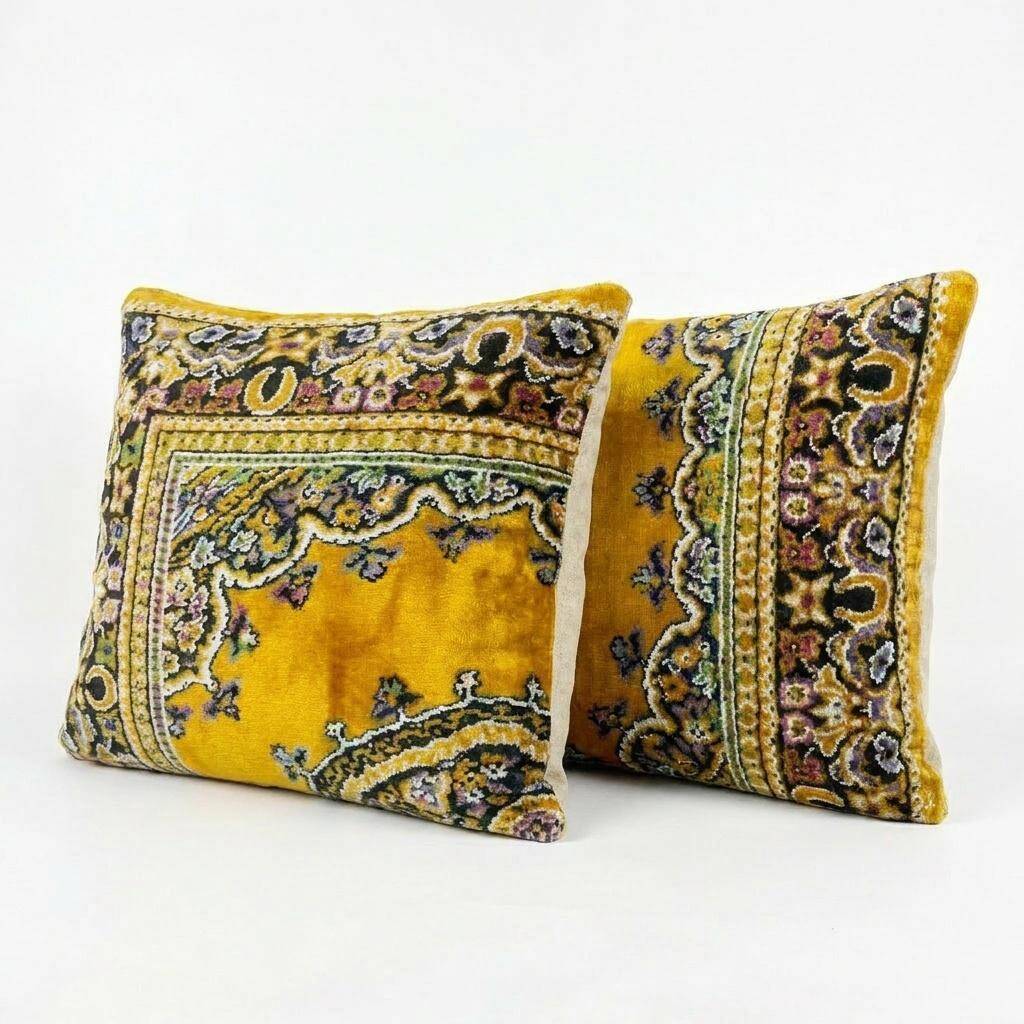 Set of 2 vintage velvet cushion covers 48x48 cm