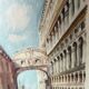 Watercolor of Venice, early 20th century/ Gondola/ Italy