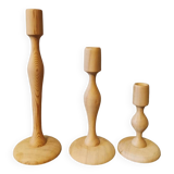 Trio of cedar wood candle holders Morocco