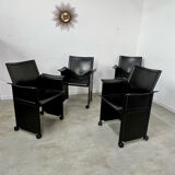 Lot 4 old armchairs "Korium" by Tito Agnoli for Matteo Grassi 1980
