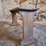 Banc en bois français vintage des années 1920 – Banc en hêtre massif avec dossier