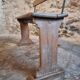 Vintage French wooden bench from the 1920s – Solid beech bench with backrest.