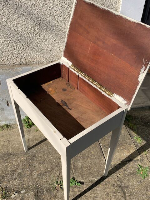 Bureau pupitre table d'appoint en bois peint vintage