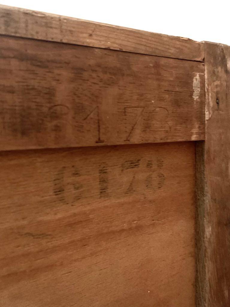 Vintage wooden wardrobe with matte cast iron color hanging rail