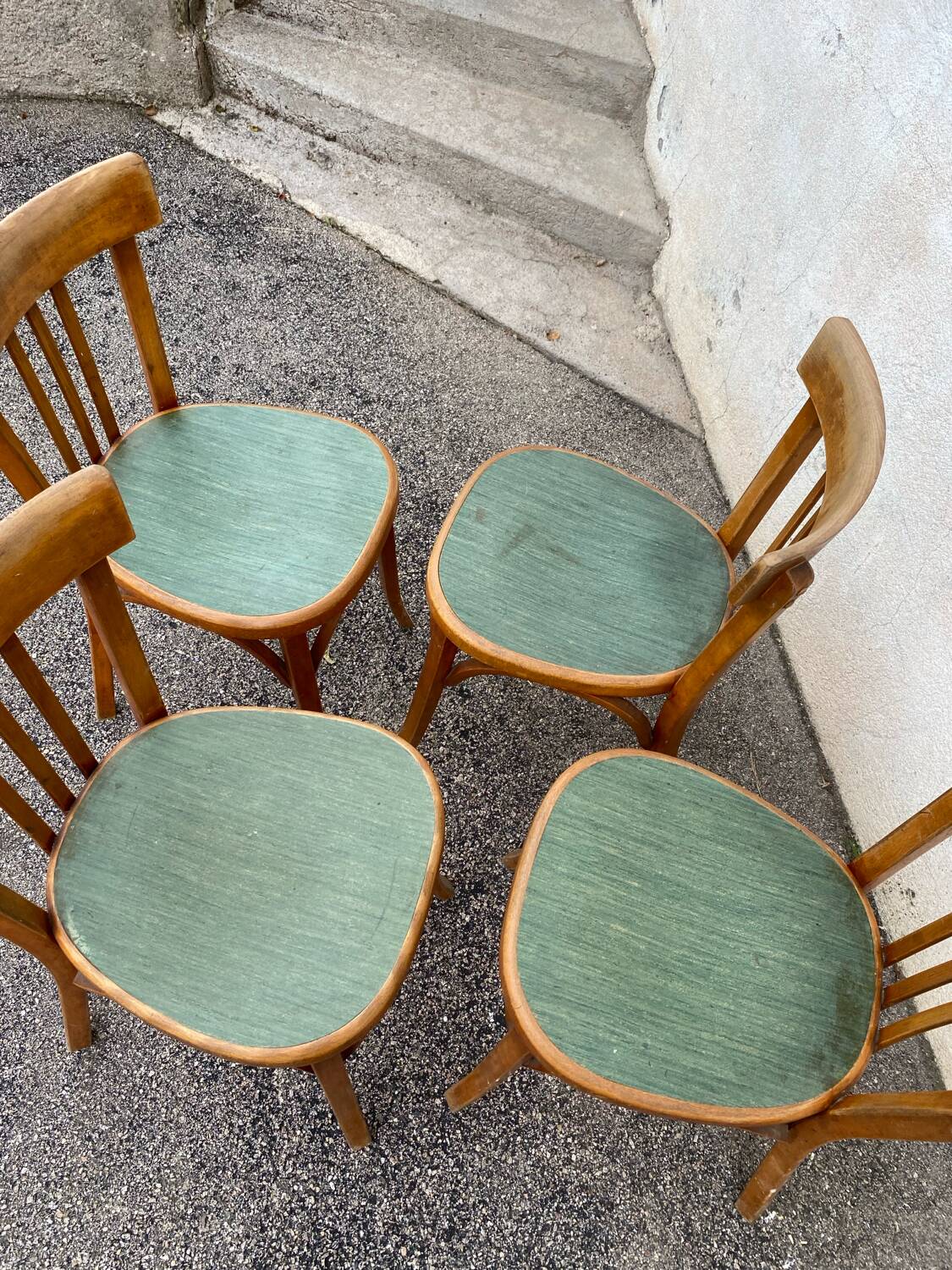 Série de 4 chaises bistrot vertes