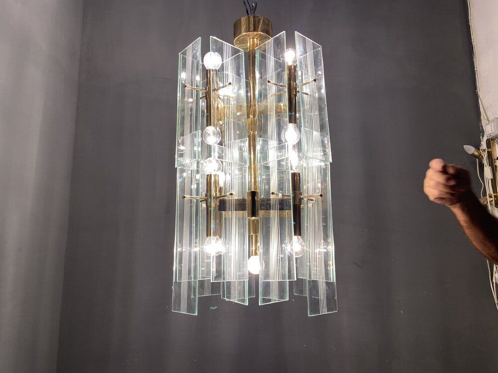 Mid-century architectural chandelier sciolari