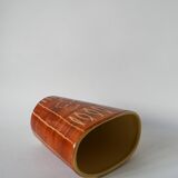 Patterned beige and brown ceramic vase, numbered 1970