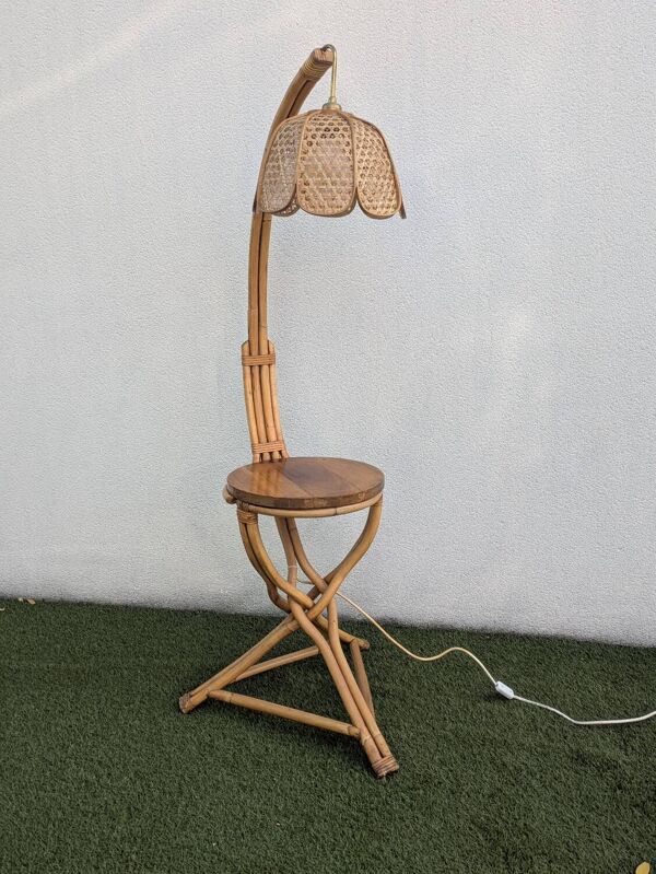 Lampadaire vintage Rotin Bambou vintage 1960