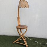 Vintage rattan and bamboo floor lamp, 1960s