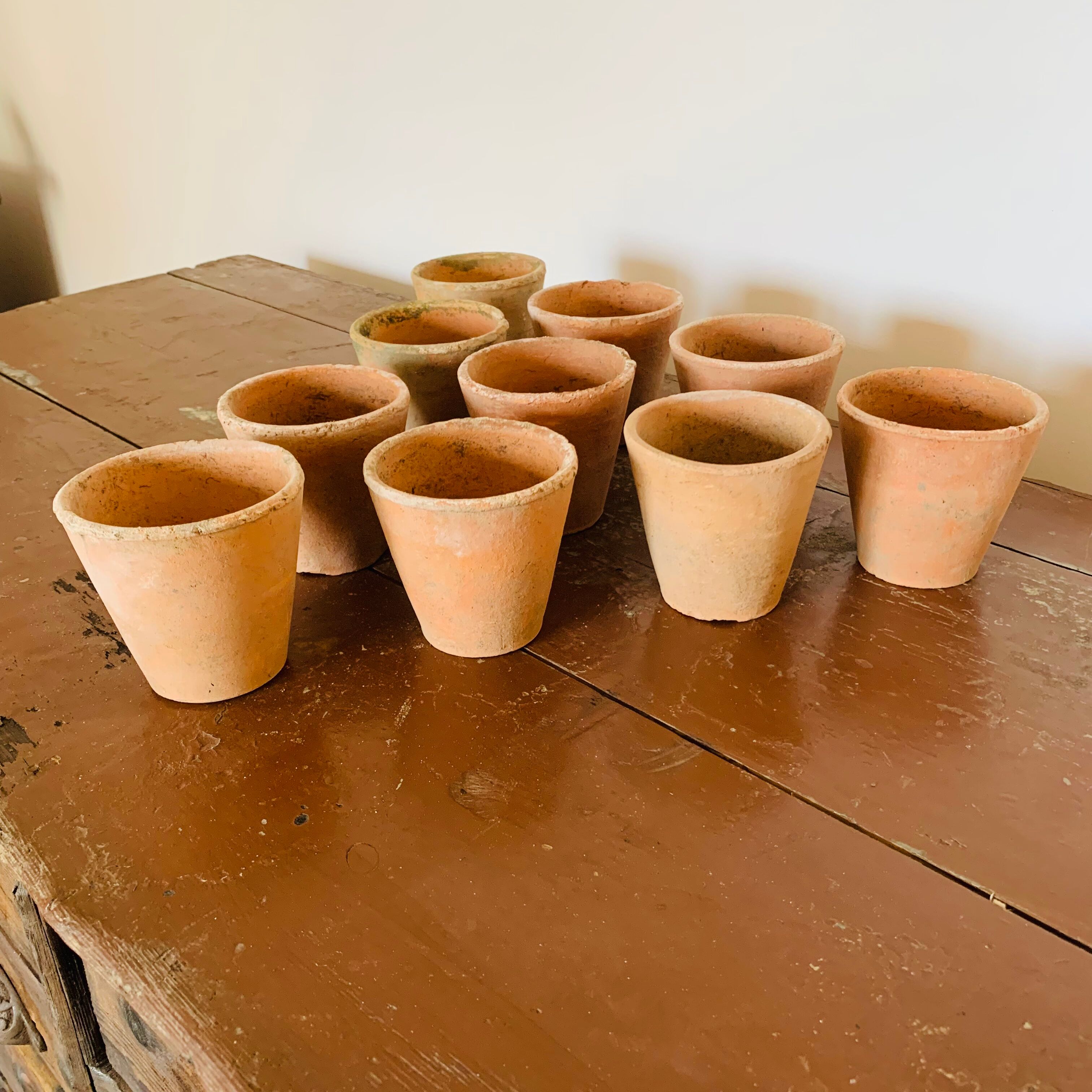 Set of 10 terracotta pots circa 1930 graineterie