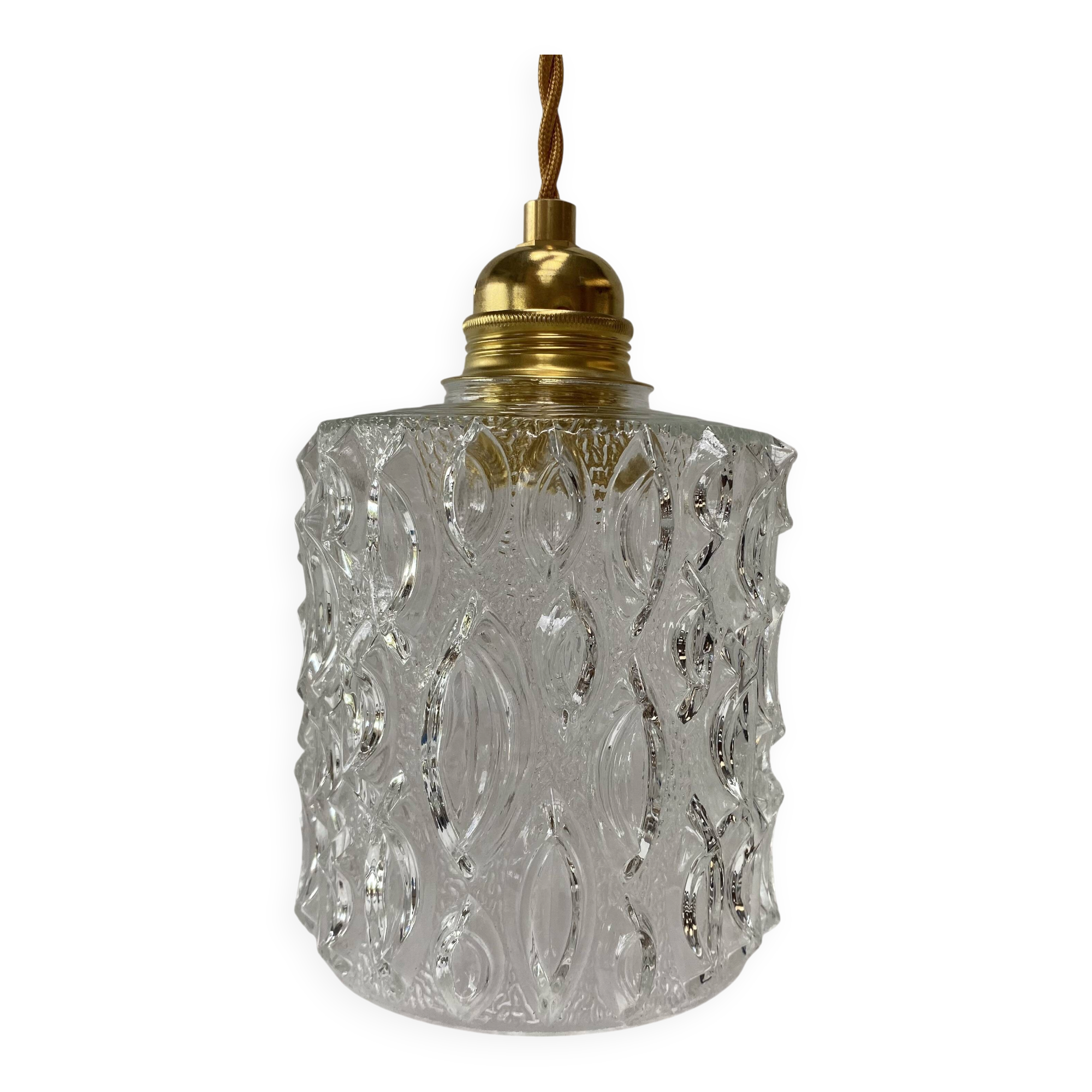 Vintage suspension in moulded pressed glass