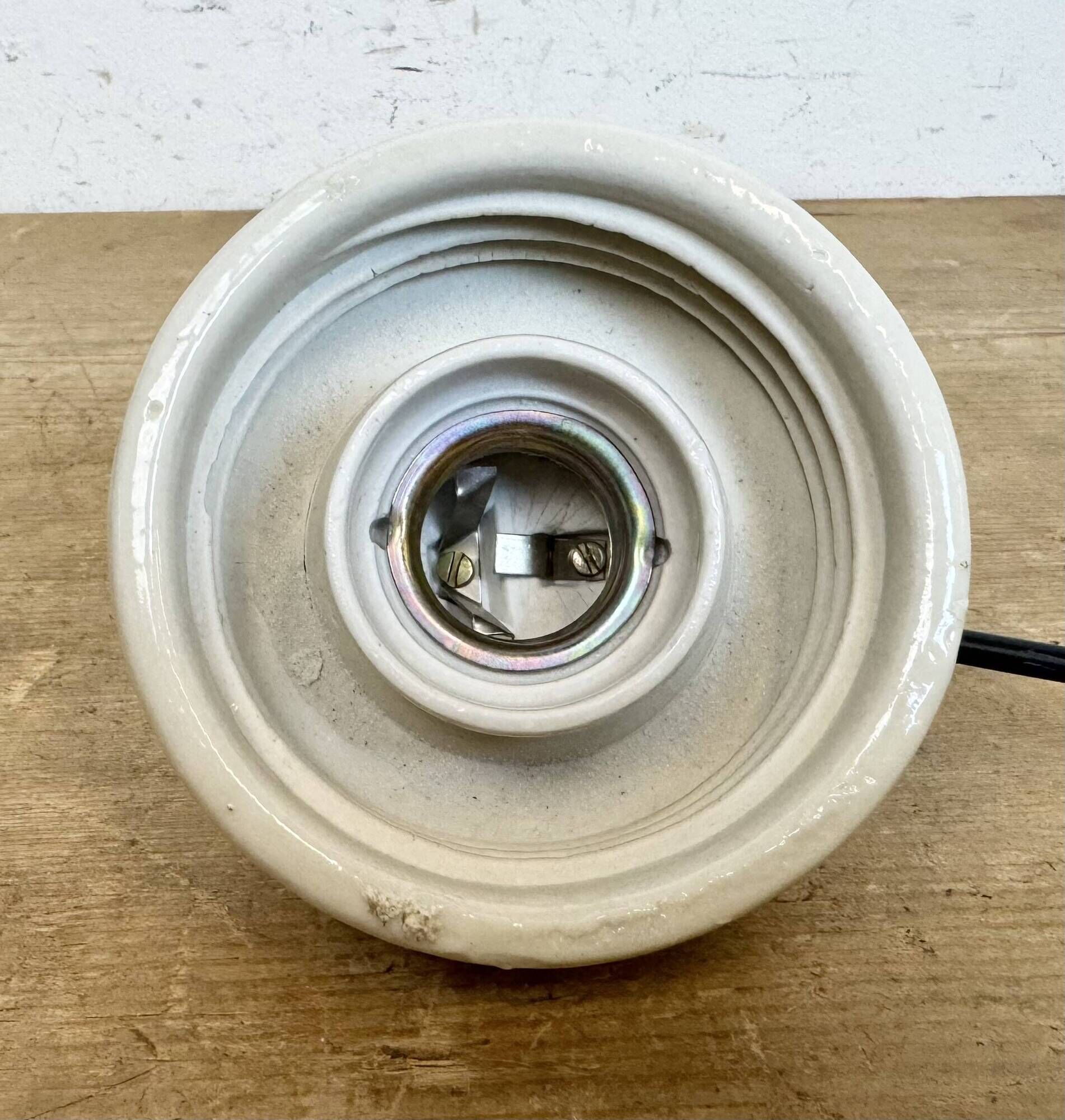 Vintage White Porcelain Pendant Light, 1970s