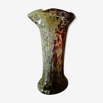 Clichy Blower Speckled Glass Collar Vase