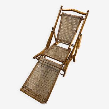 Steamer folding lounge chair with walnut frame 1910