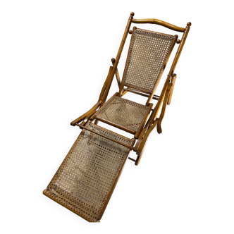 Steamer folding lounge chair with walnut frame 1910