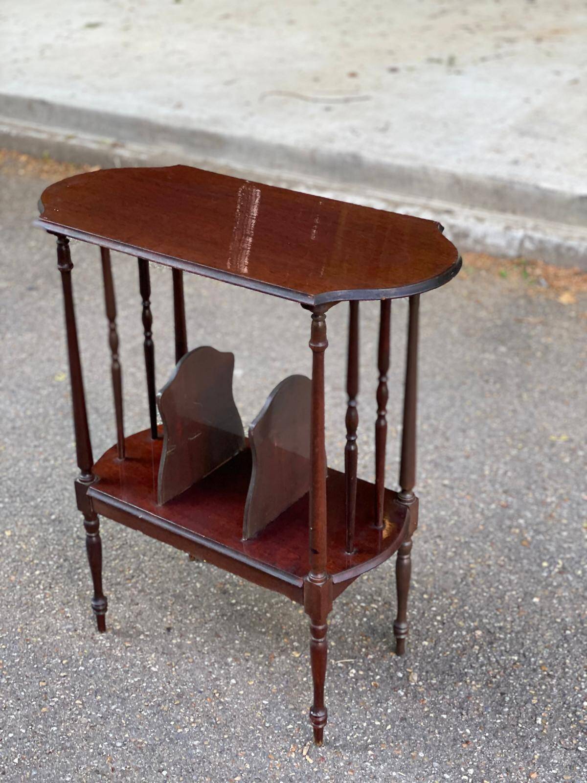 Vinyl or sheet music storage unit, wooden side table with bars