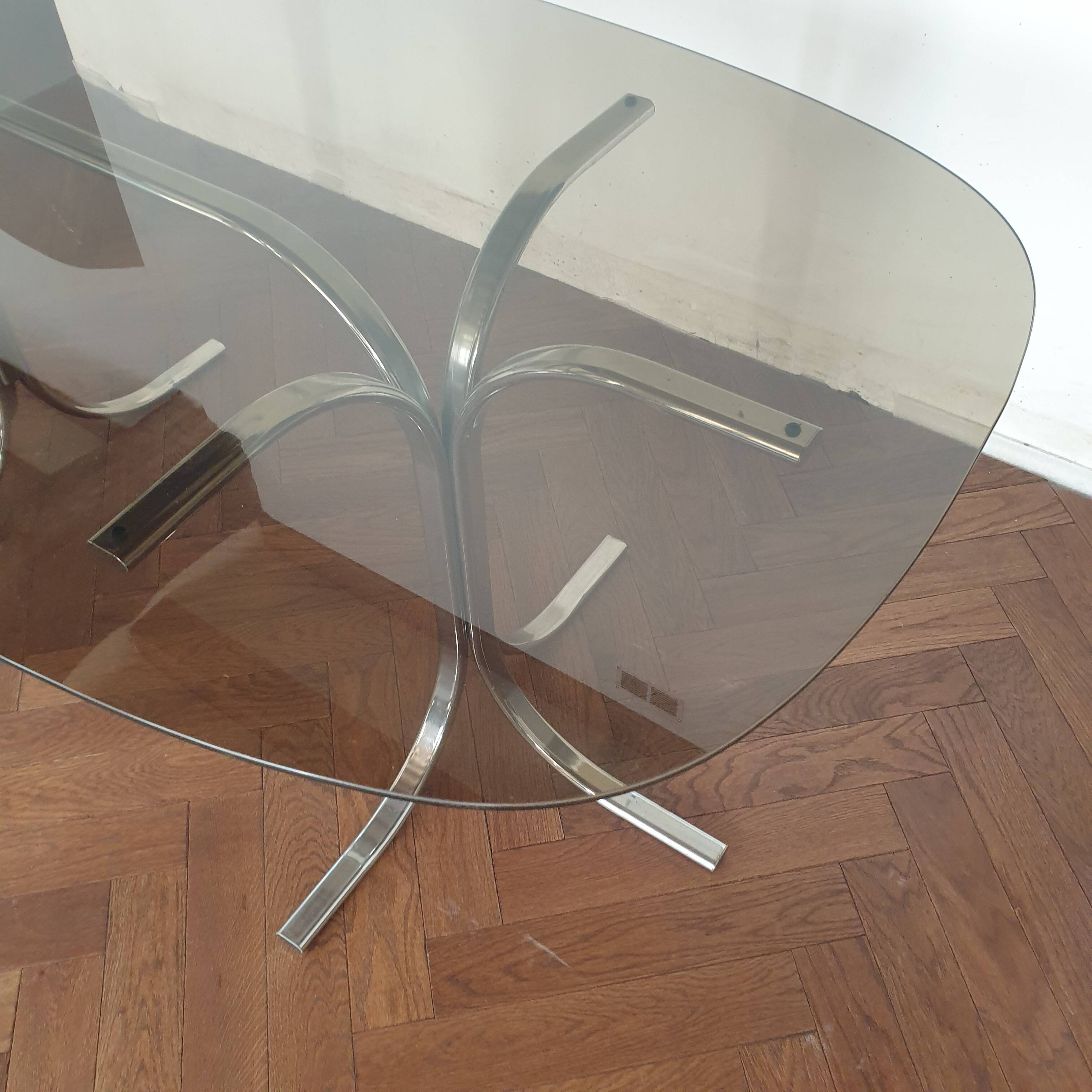 Table en verre fumé vintage