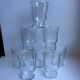Set of 8 glass water glasses engraved 50s