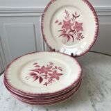 Set of 6 flat plates longchamp pinks years 30-40