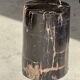 Small black petrified wood side table with beige stripes H28 D18 - 3347