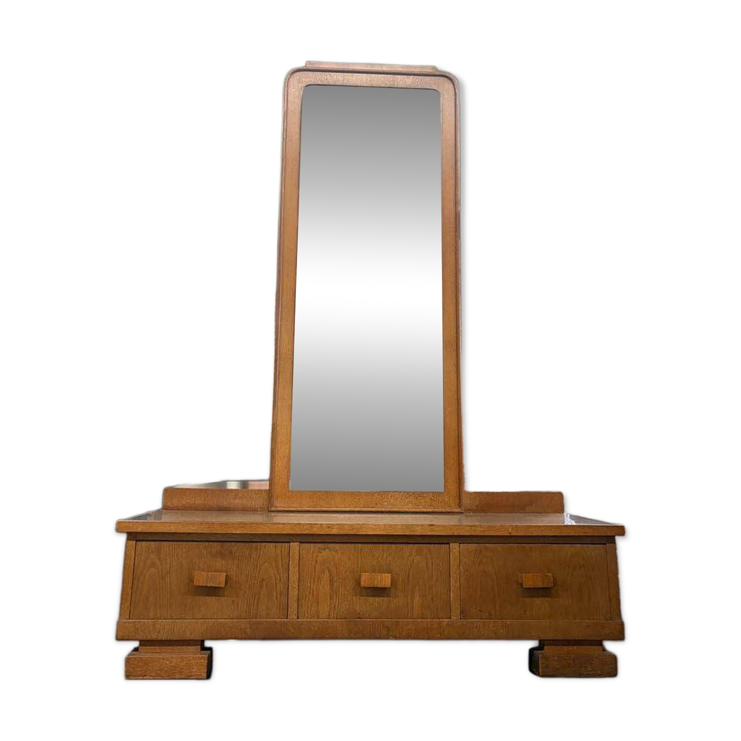 Meuble bas, d'entrée vintage en bois avec miroir