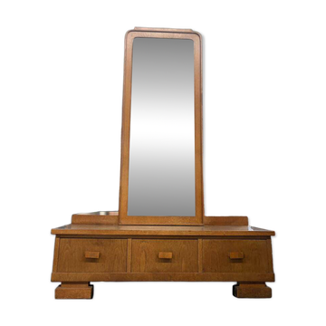 Meuble bas, d'entrée vintage en bois avec miroir