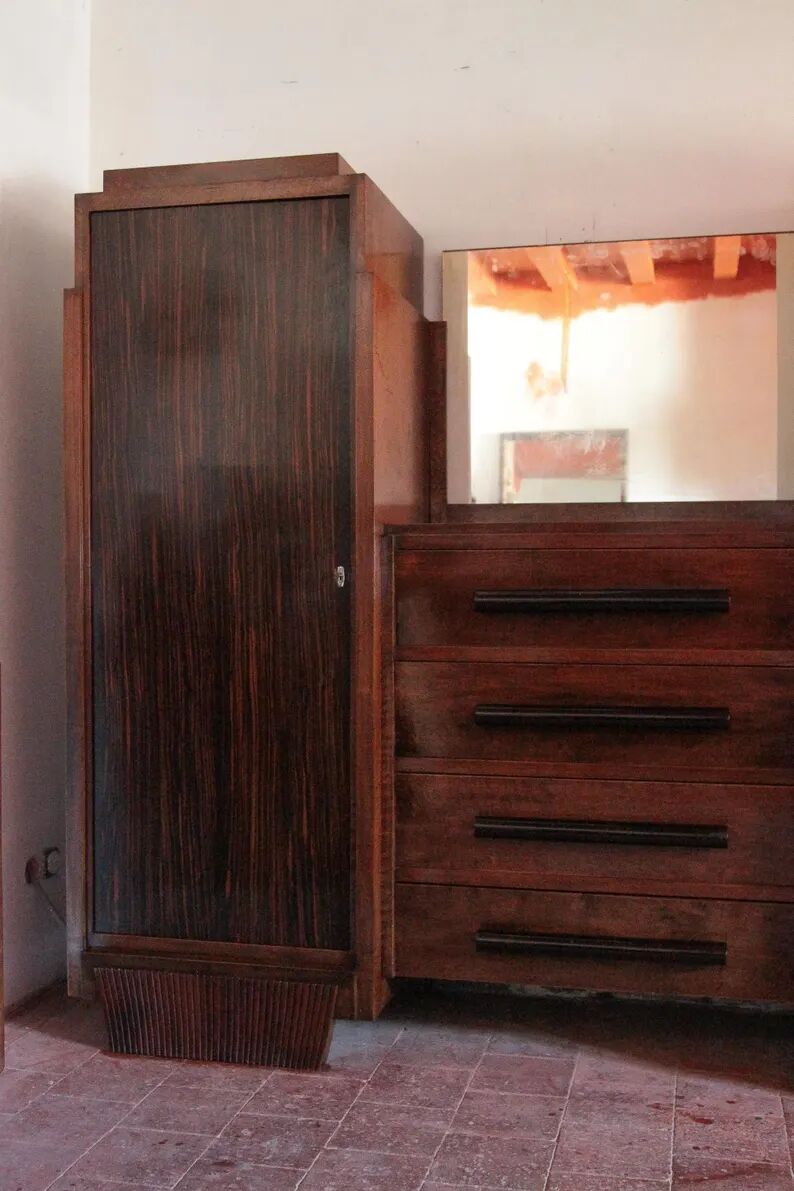 Meuble Art déco, buffet art déco bois et miroir, meuble de rangement, décoration intérieure