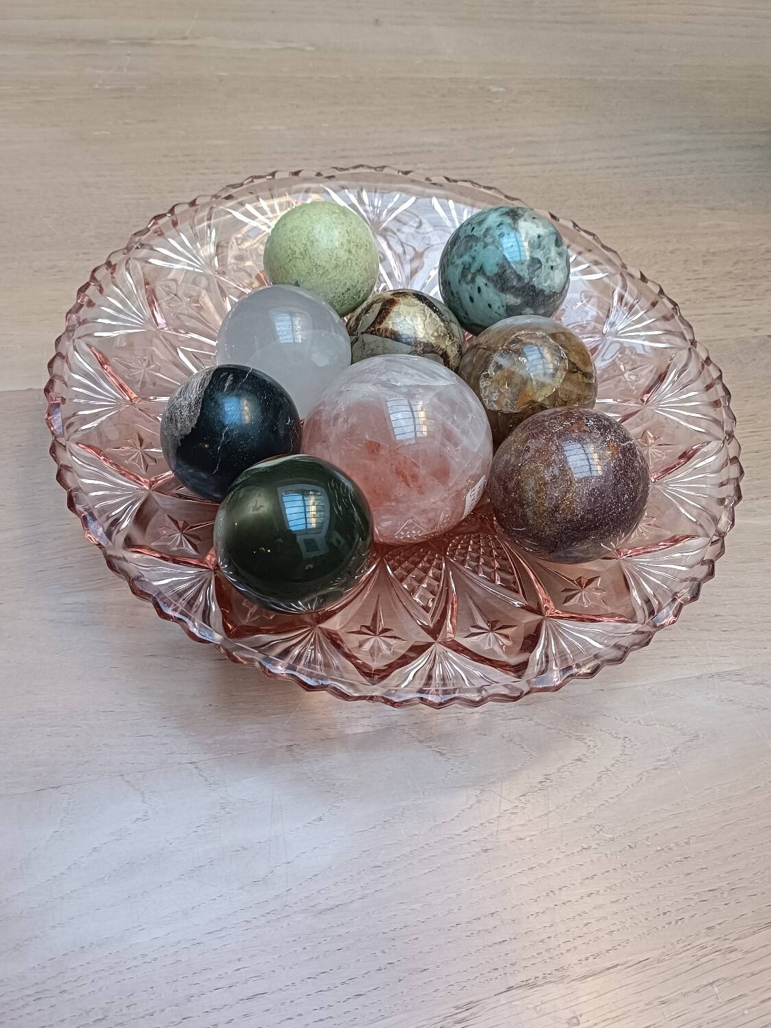 Grand plat Art déco verre rose