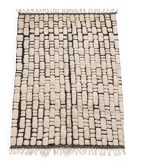 Large cream and black checked Berber rug, 280 × 200 cm.