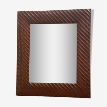 Miroir en bois exotique massif, 67x77 cm