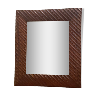 Miroir en bois exotique massif, 67x77 cm