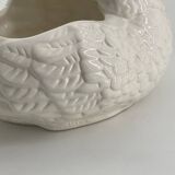 Large vintage white ceramic pot cover Pigeon