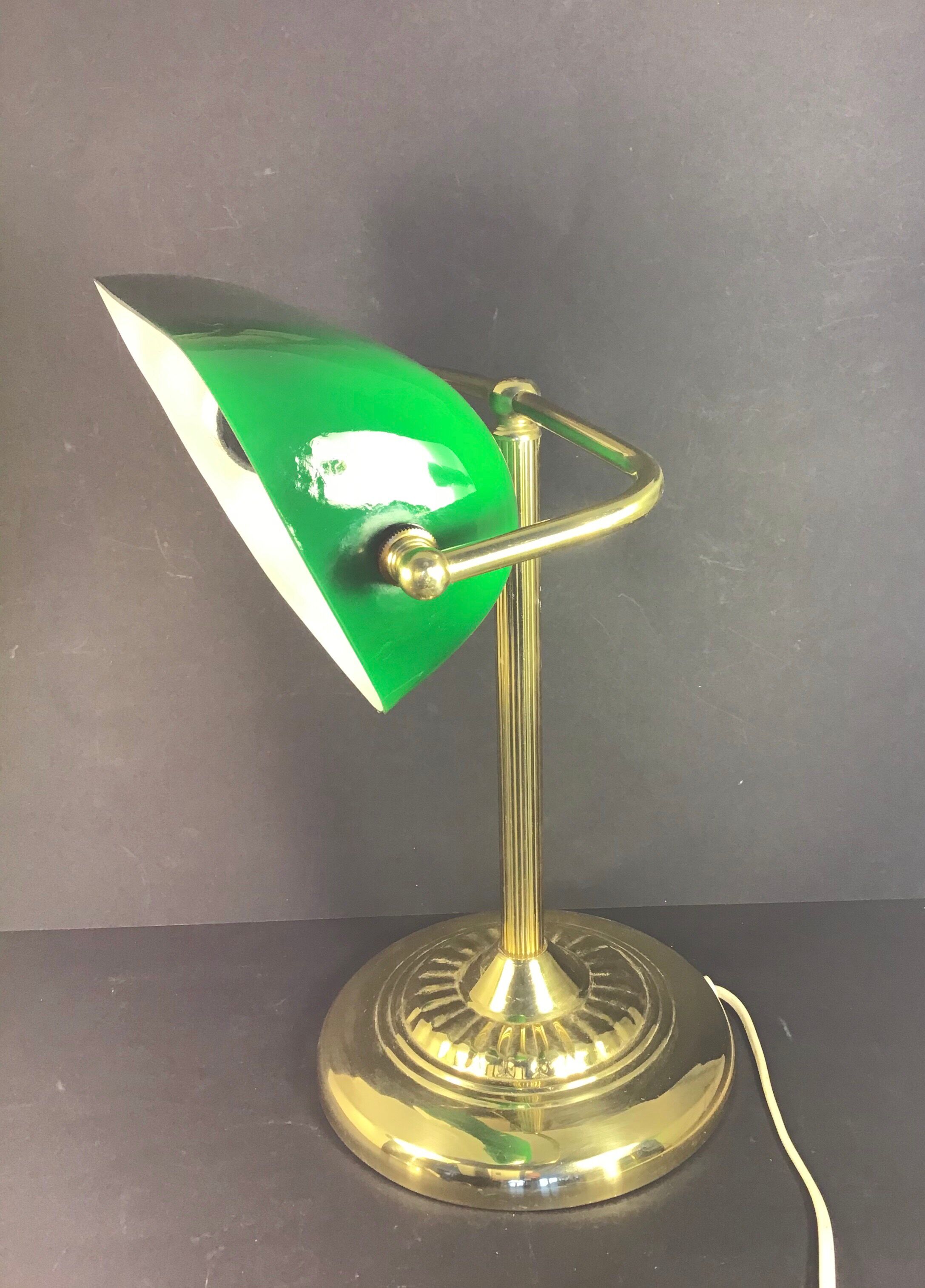 Green opaline library lamp