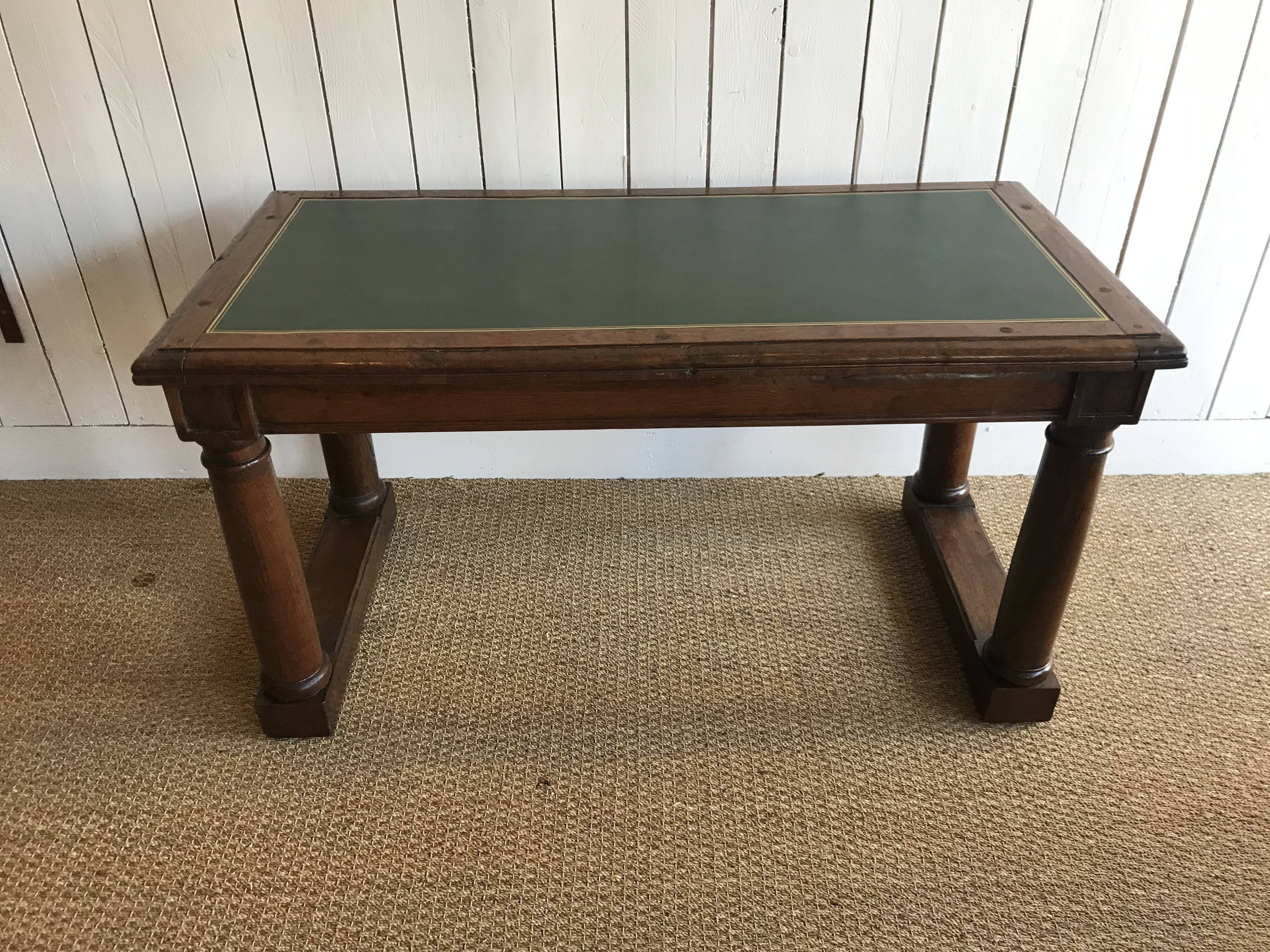 Oak and leather desk. Restored.