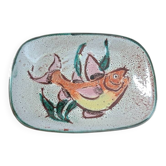Plat Vallauris, années 60-70. Décor de poisson