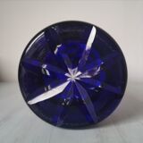 Blue cut crystal vase