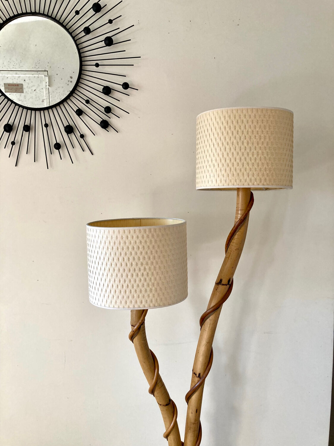 Rattan floor lamp