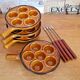 Set Of 4 Vintage French Escargot Snail Cook Pots 6 Snail Wells With Forks 3488