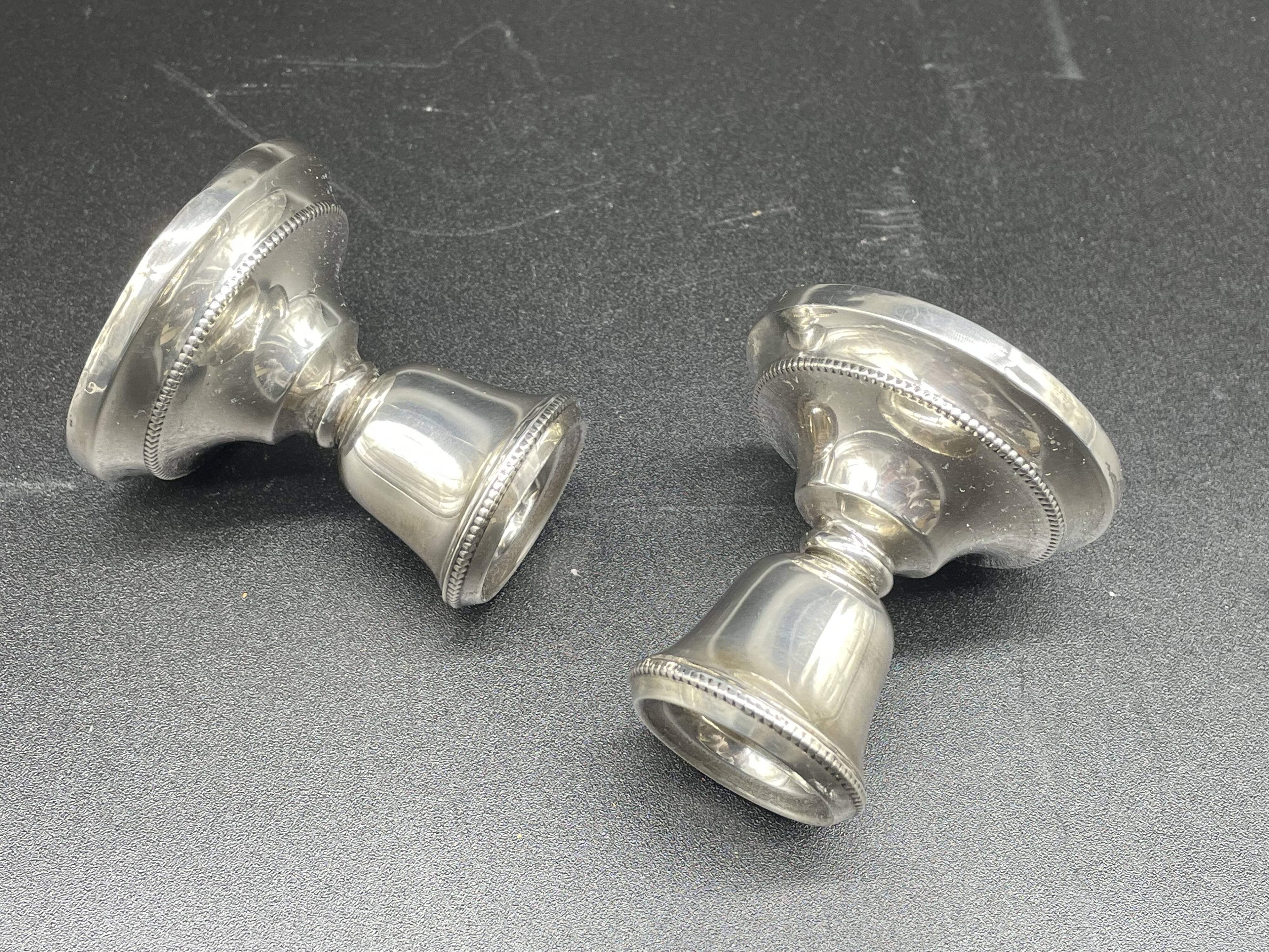 Pair of antique sterling silver candlesticks - English silversmith - 1934