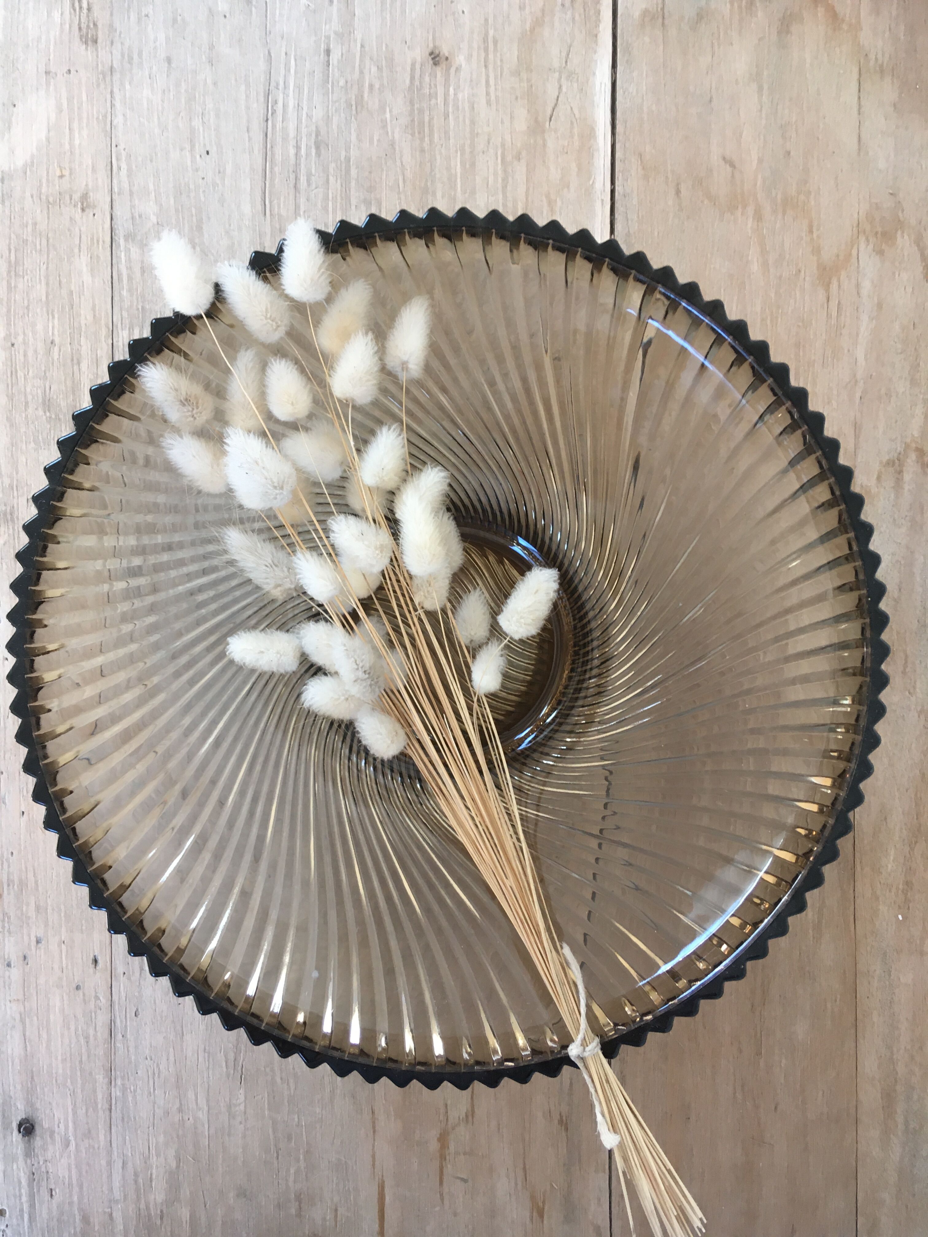 70s smoked glass fruit basket
