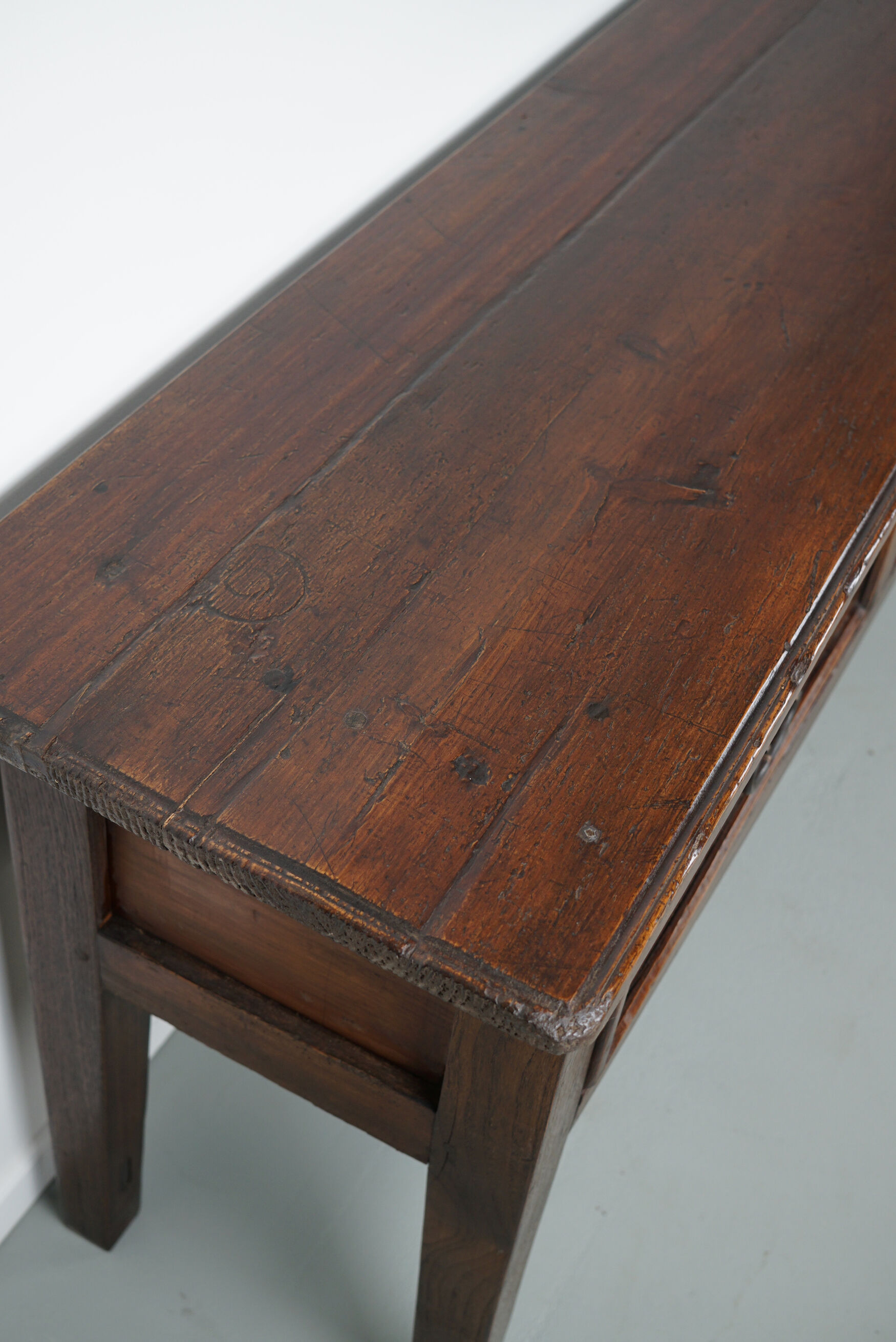 Antique french rustic farmhouse fruitwood & oak side table