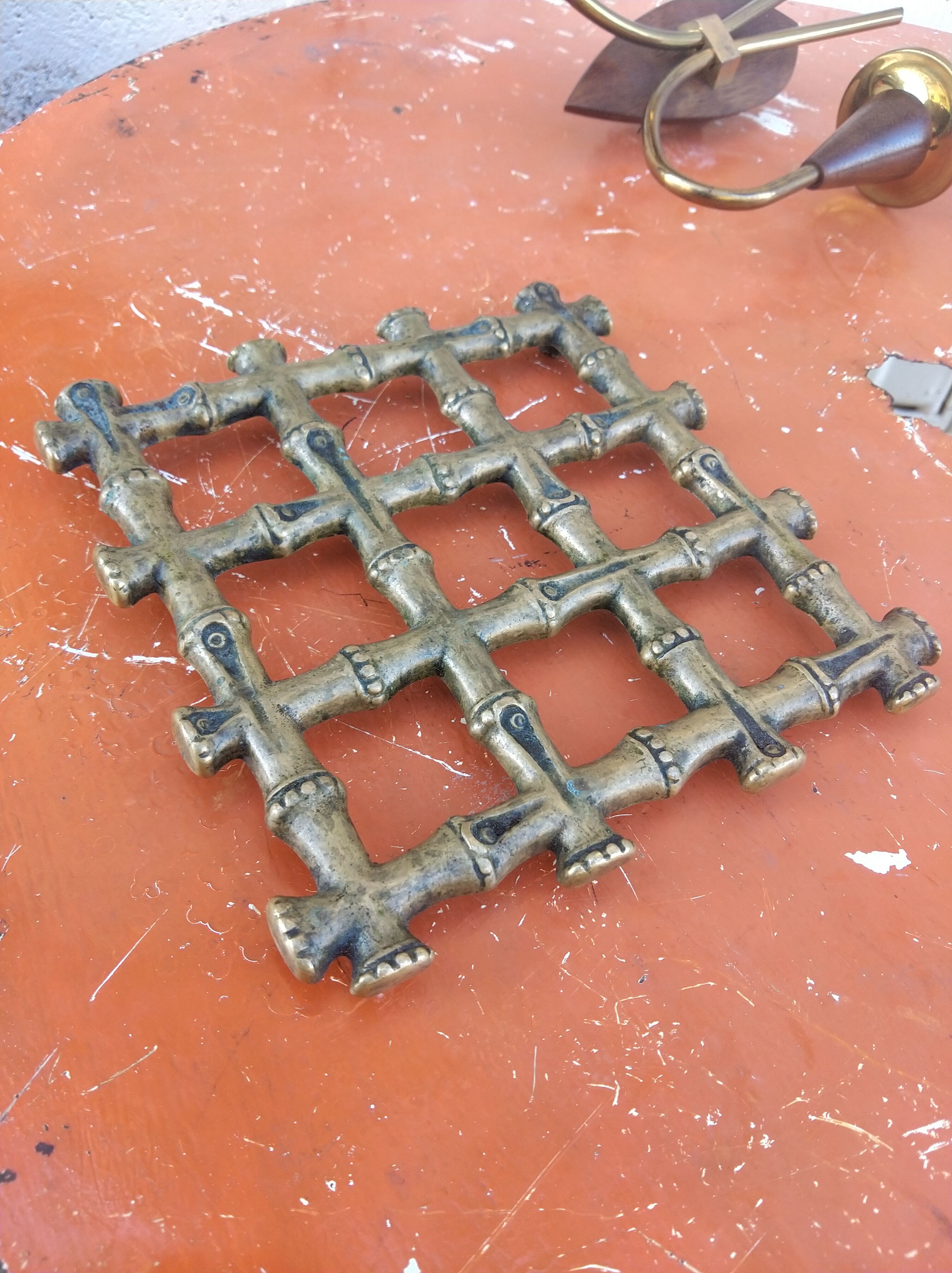 Bronze trivet in the style of bamboo, circa 1960