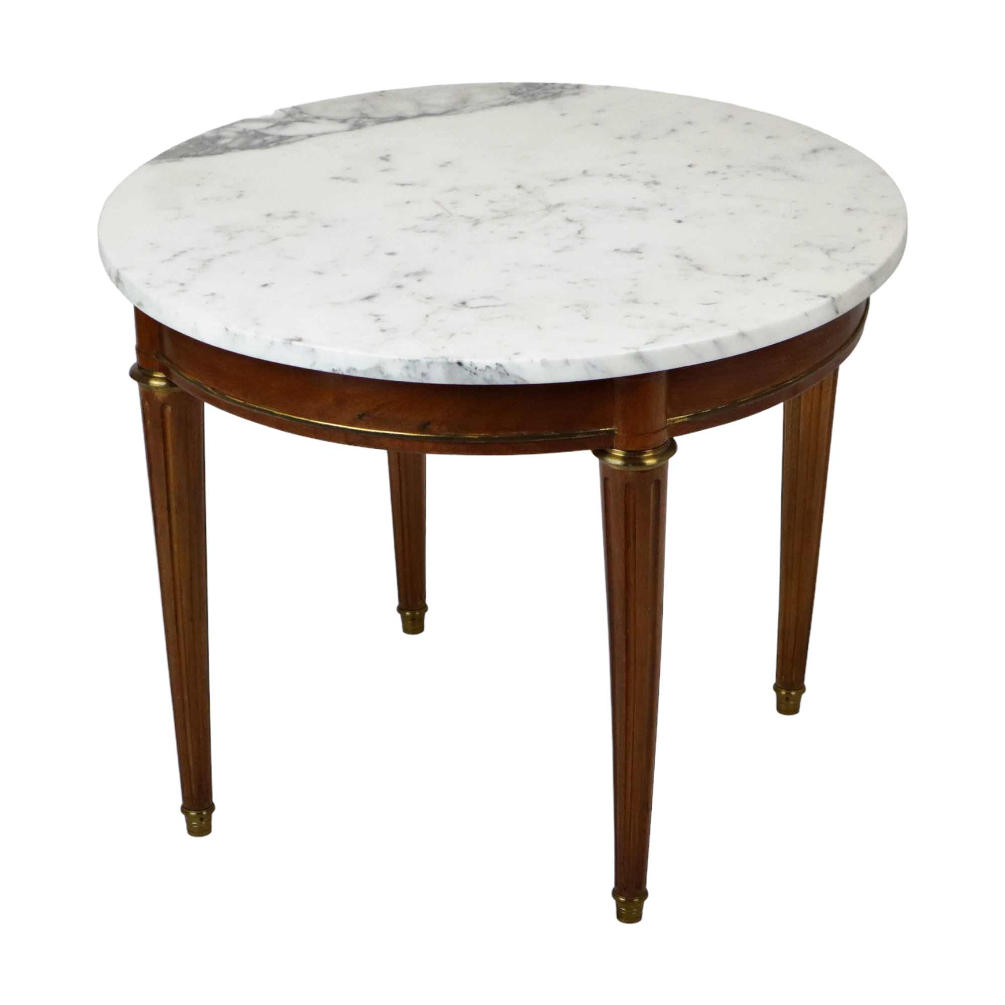Round salon side table carrara marble mahogany bronze,  66cm