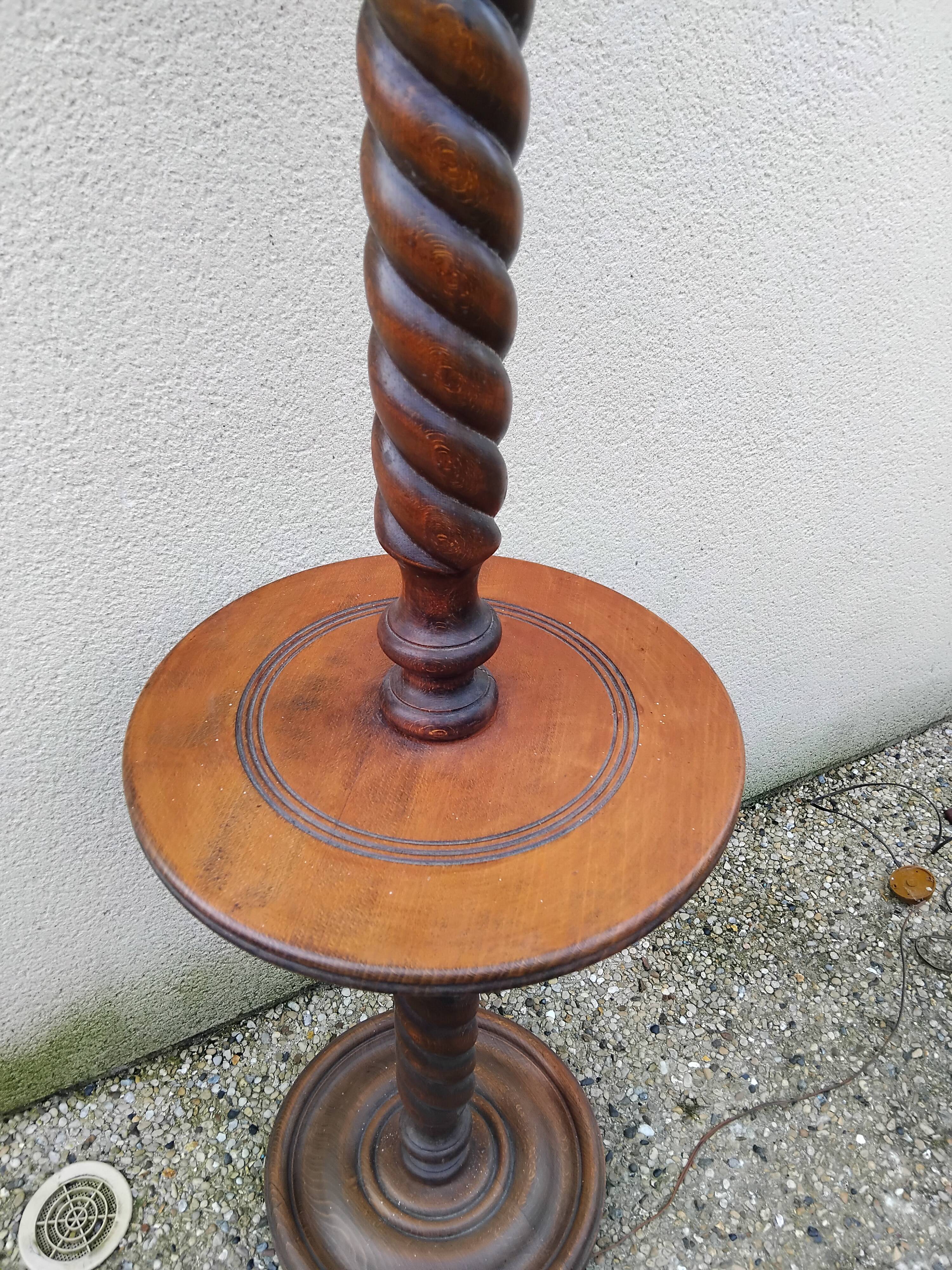 CHALES DUDOUYT vintage turned wood floor lamp