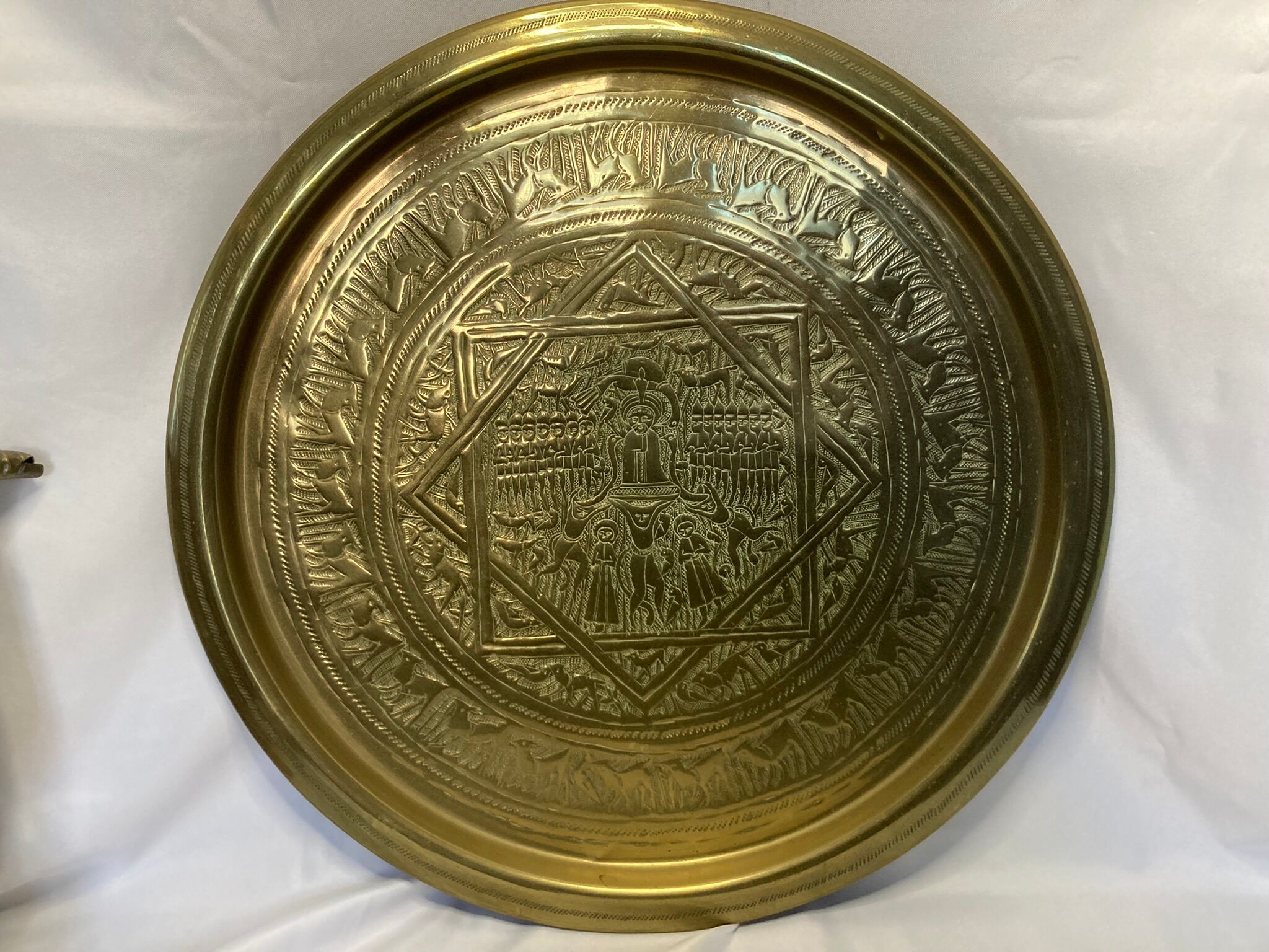 Lot en cuivre ancien plateau et théière orientale XXème