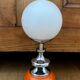 Vintage lamp opaline globe, wood turned orange and chrome 60s 70s