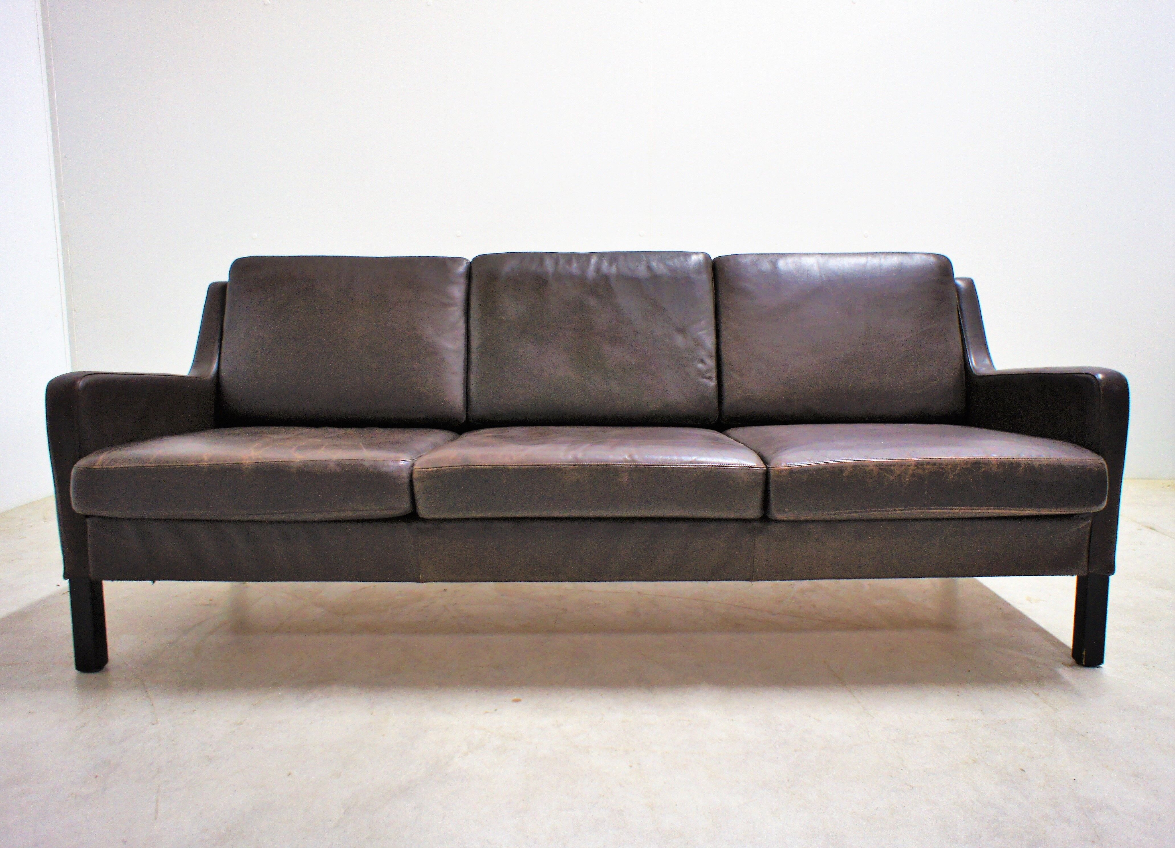 Scandinavian chocolate leather sofa