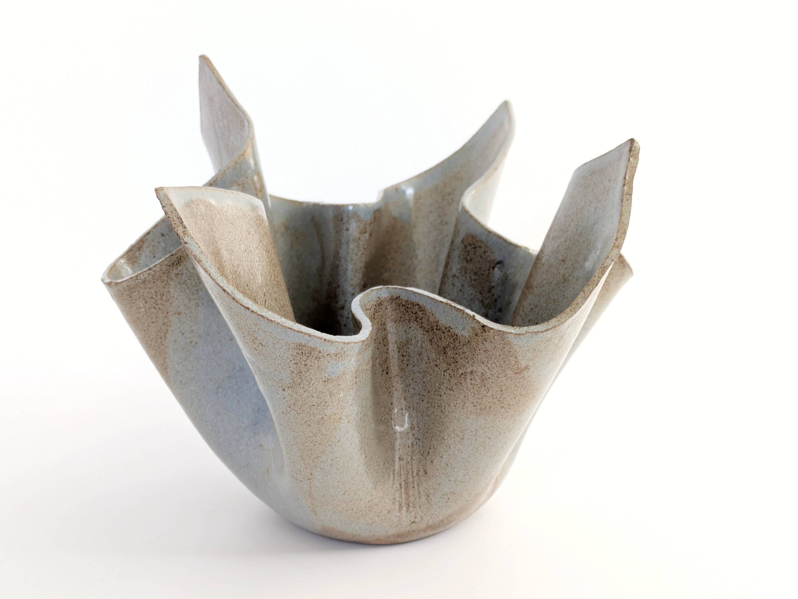 Vintage Willy Guhl style folded ceramic vase, 1960s