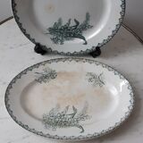 Duo of dishes Saint-Amand Terre de Fer, model Muguet, XIXth