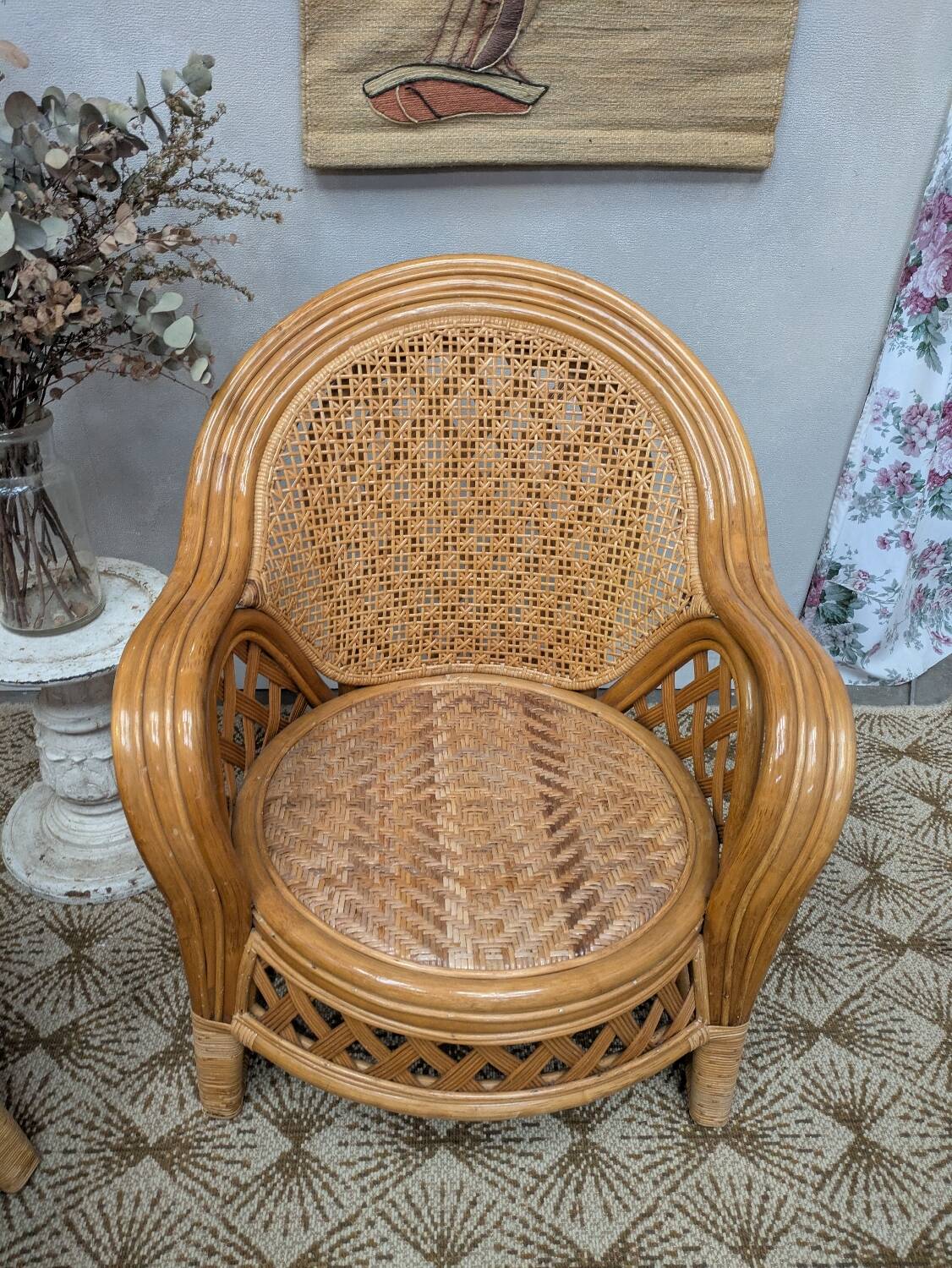 Pair of caned armchairs